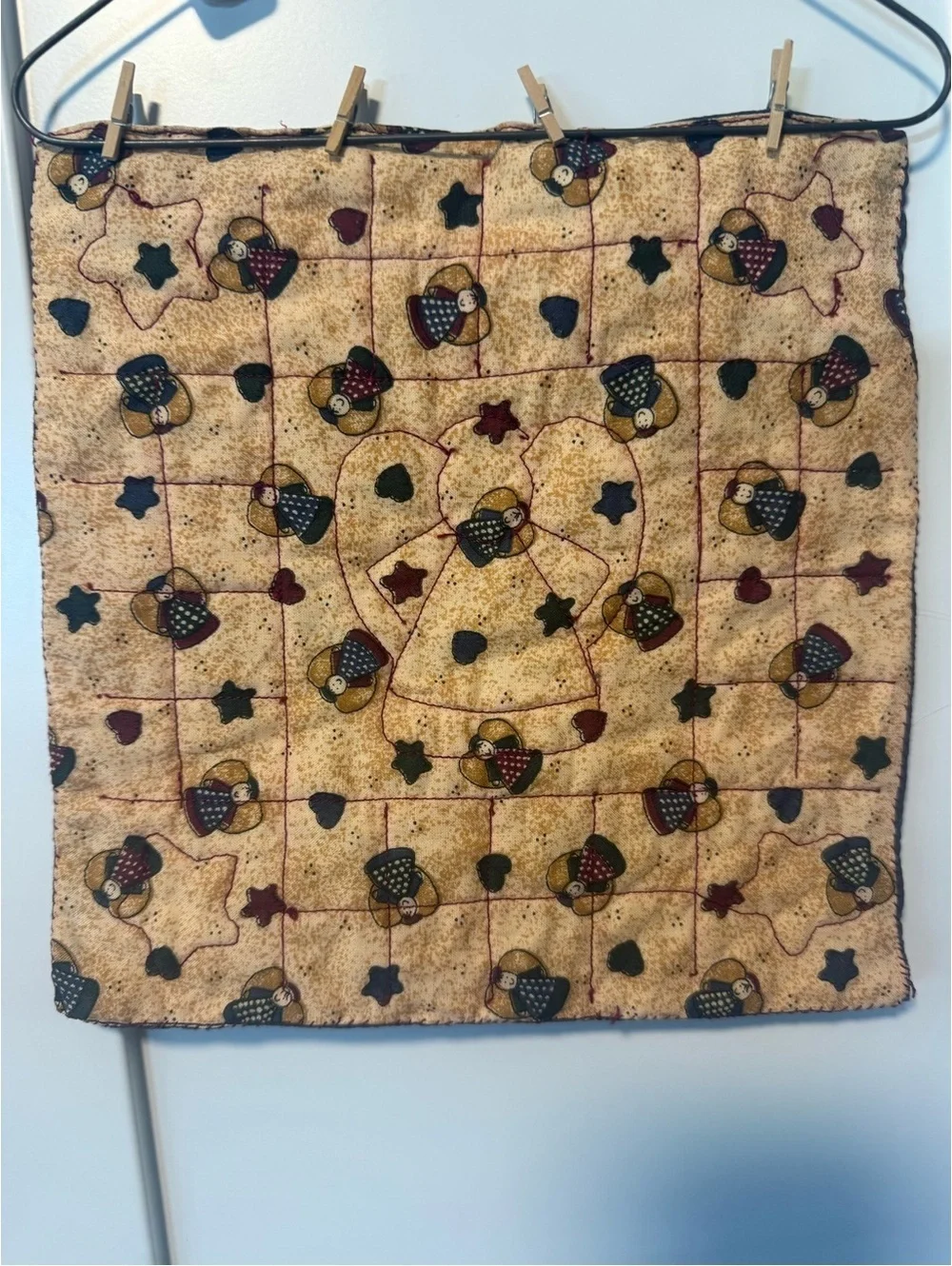 Primitive Folk Art Angel Mini Quilt Wall Hanging Country Cottage Decor